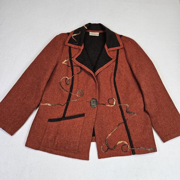 VTG Womens M Blazer Wool Jacket 80s Canvasbacks Abstract Art To Wear Lagenlook - Picture 4 of 16
